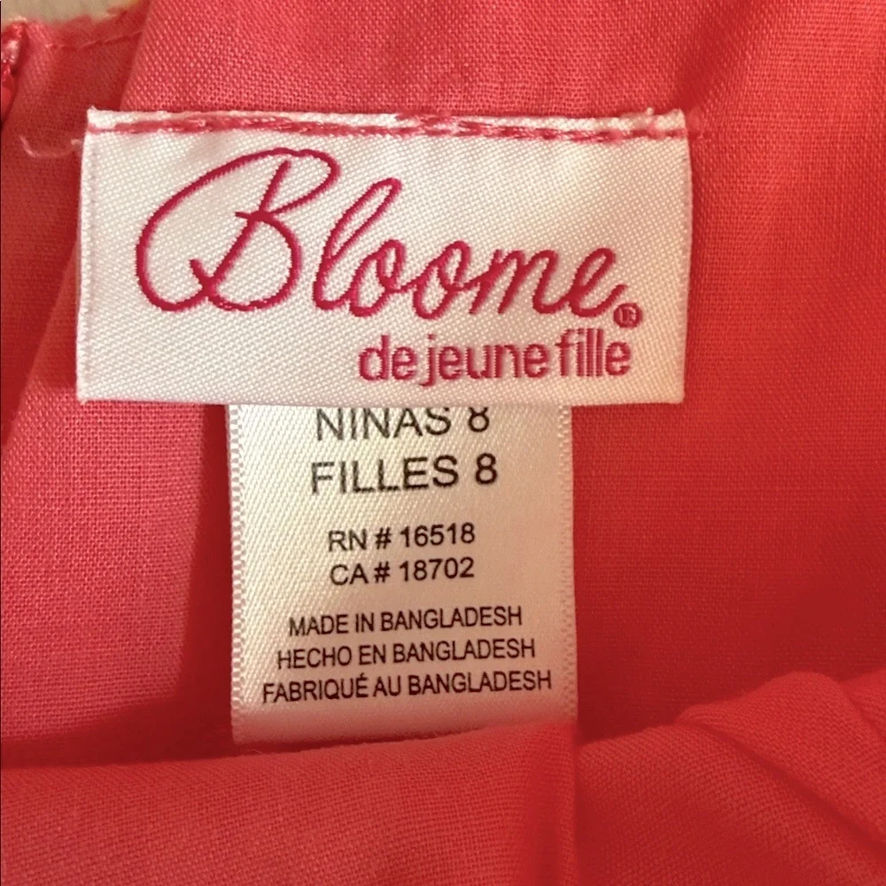 Bloome de jeune fille | Floral Print Swiss Dot Sleeveless Dress Coral Pink (8) - Picture 7 of 16